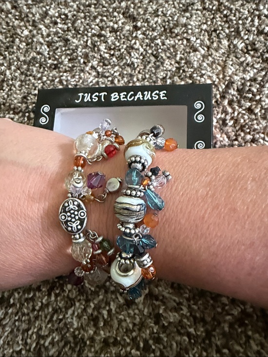Just Because Jewelry - Just Because Multicolor Crystal & Charm Bracelets with Silver Accents
